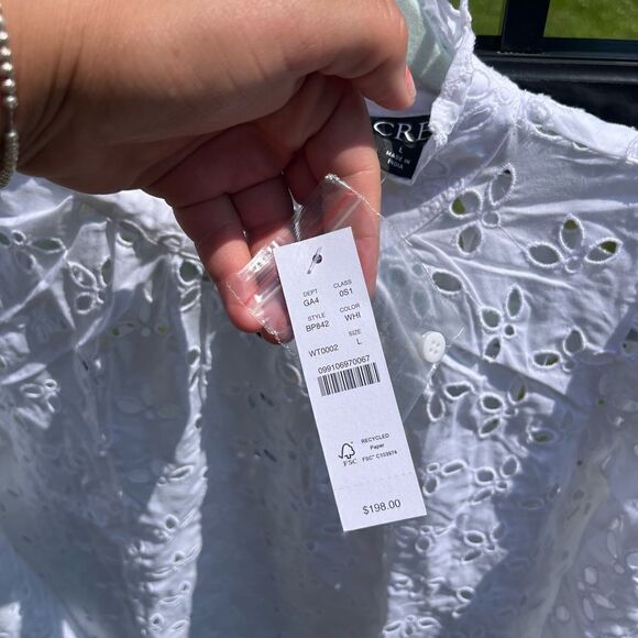 J Crew Ruffleneck Mini Eyelet Dress NWT - Picture 4 of 8